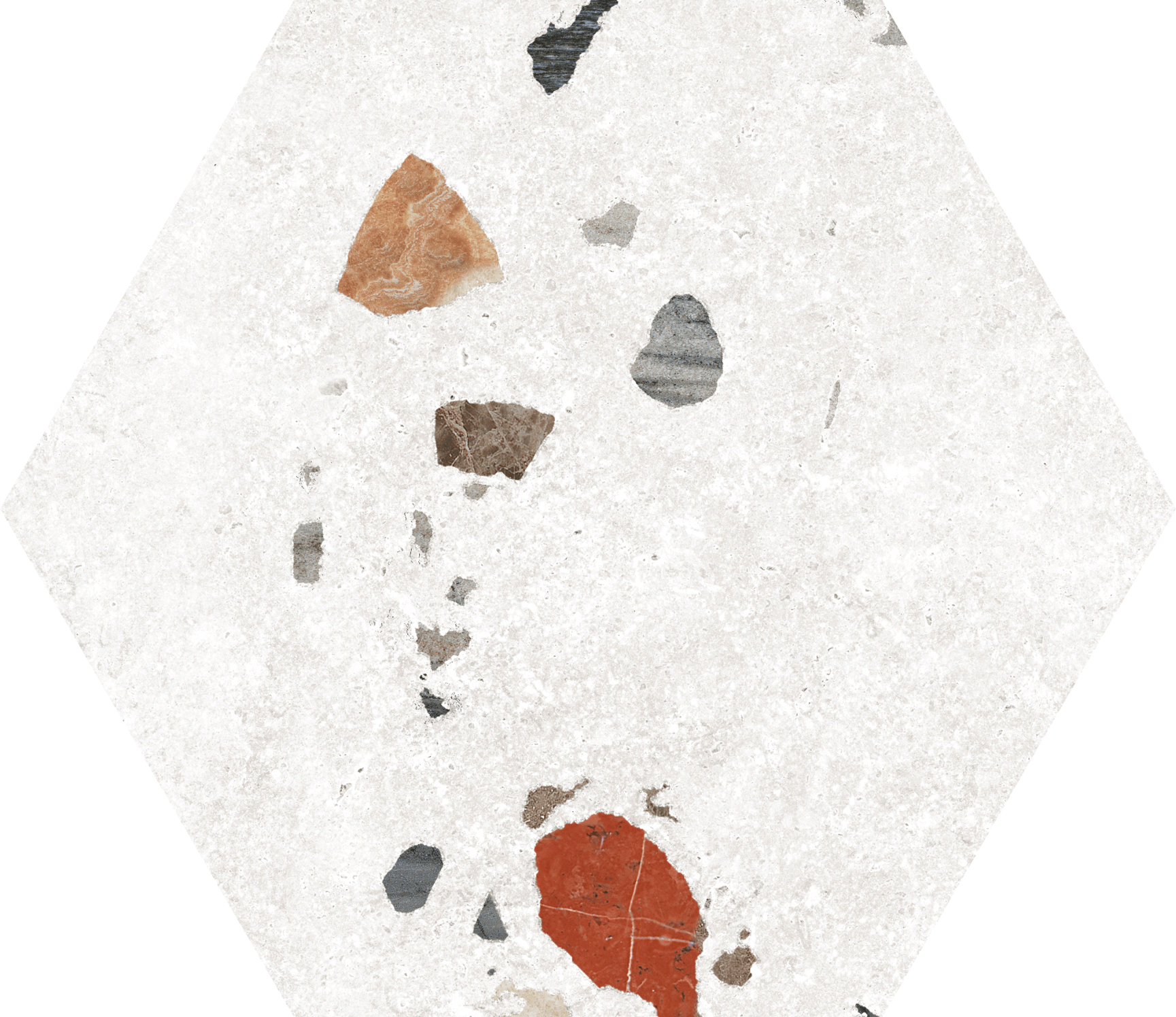 Керамогранит Codicer Sonar White Hex, цвет белый, поверхность матовая, шестиугольник, 220x250