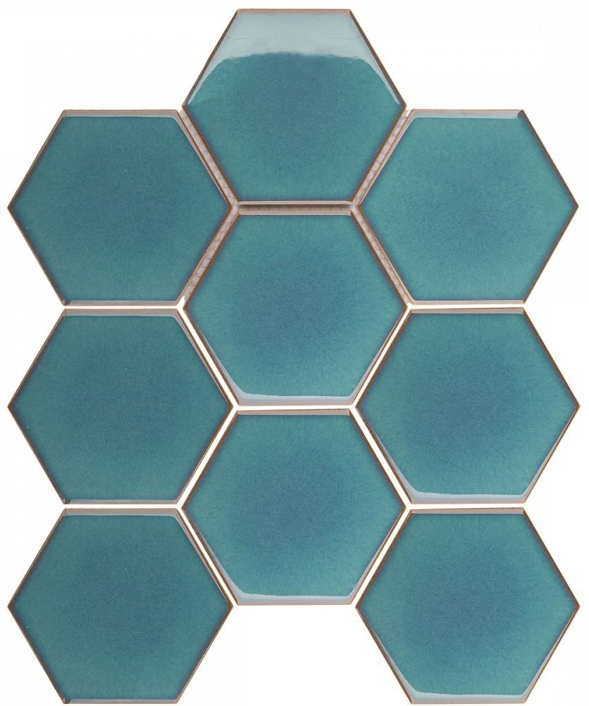 Мозаика Starmosaic Homework Hexagon Big Green Glossy JJFQ80071, цвет зелёный, поверхность глянцевая, шестиугольник, 256x295