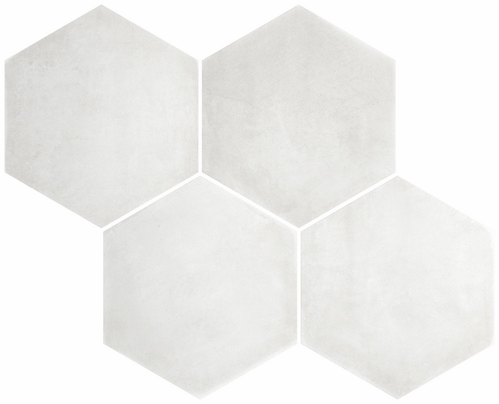 Керамогранит Durstone Six Cementine Talc, цвет белый, поверхность матовая, шестиугольник, 230x270