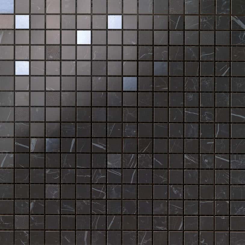Мозаика Atlas Concorde Italy Marvel Nero Marquina Mosaic Q 9MQN, цвет чёрный, поверхность глянцевая, квадрат, 305x305