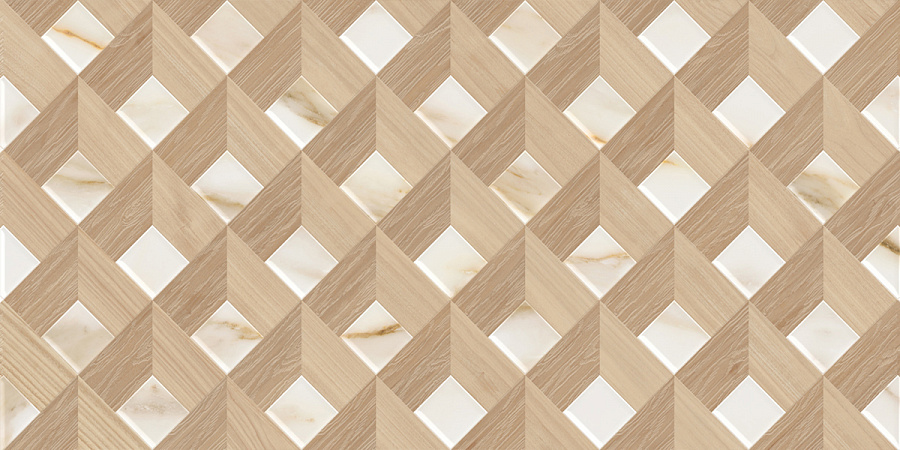 Керамическая плитка Azori Rustic Trellis, цвет коричневый бежевый, поверхность матовая рельефная, прямоугольник, 315x630