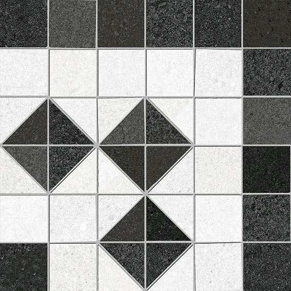 Декоративные элементы Vives Seine Iena-R 3 Grafito, цвет чёрно-белый, поверхность матовая, квадрат, 200x200