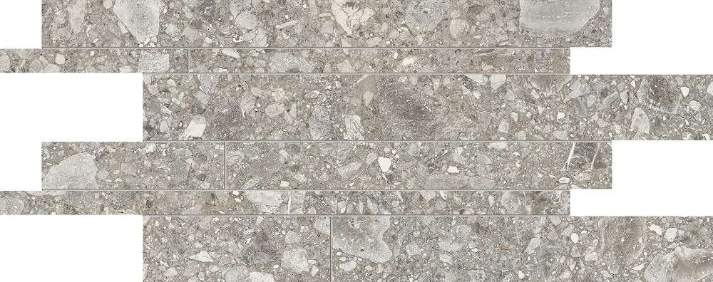 Мозаика Ergon Lombarda Listelli Sfalsati Grigio Lappato EDHE, цвет серый, поверхность лаппатированная, прямоугольник, 300x600