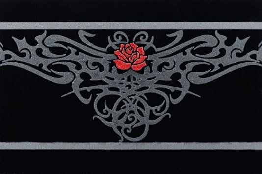 Бордюры Petracers Gran Gala Listello Tattoo Rose Nero, цвет чёрный, поверхность глянцевая, прямоугольник, 210x315