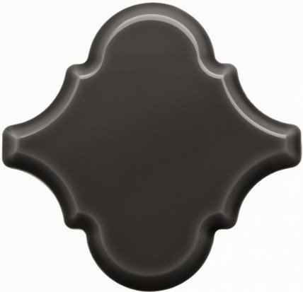 Керамическая плитка Adex ADST8006 Arabesco Biselado Volcanico, цвет чёрный тёмный, поверхность глянцевая, арабеска, 150x150