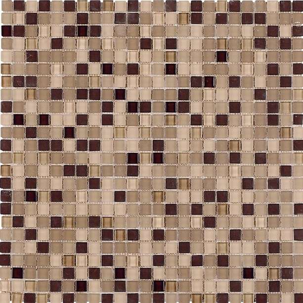 Мозаика Dune Glass Mosaics Micro Beige 185403, цвет бежевый чёрный, поверхность матовая, квадрат, 300x300