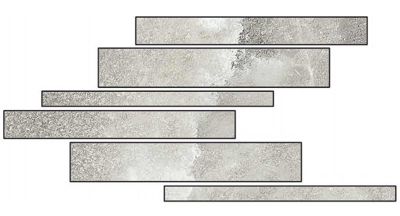 Мозаика Cerim Rock Salt Danish Smoke Listello Sfalsato 766753, цвет серый, поверхность матовая, прямоугольник, 150x600