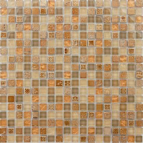 Мозаика Caramelle Mosaic Naturelle Cozumel 4mm, цвет оранжевый, поверхность глянцевая, квадрат, 305x305