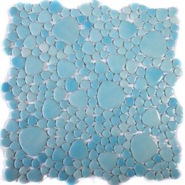 Мозаика Chakmaks Pebble D.205, цвет голубой, поверхность глянцевая, квадрат, 290x290
