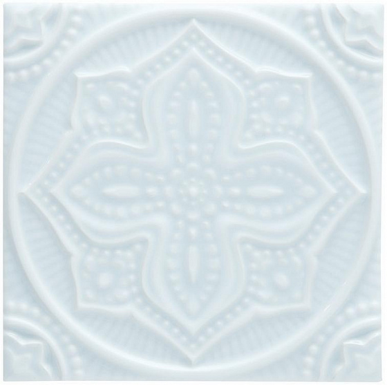Декоративные элементы Adex ADST4096 Relieve Mandala Planet Ice Blue, цвет голубой, поверхность глянцевая, квадрат, 148x148