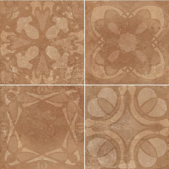 Декоративные элементы Dual Gres Antigua Cotto Decor, цвет коричневый, поверхность матовая, квадрат, 450x450