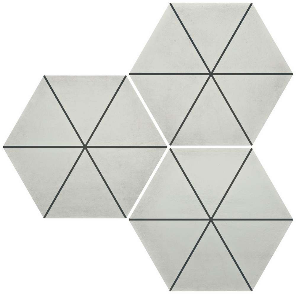 Керамогранит Durstone Six Cementine Capri Talc, цвет белый серый, поверхность матовая, шестиугольник, 230x270