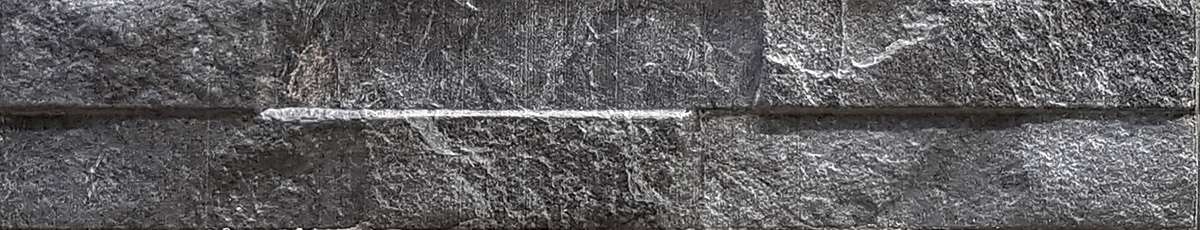 Керамогранит Keradom Rock Black, цвет чёрный, поверхность 3d (объёмная), прямоугольник, 75x385