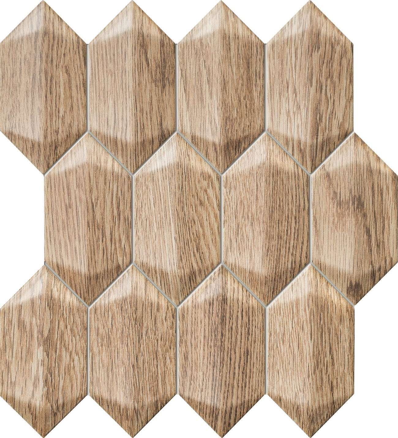 Мозаика Tubadzin Bellante Wood, цвет коричневый, поверхность матовая, прямоугольник, 265x291