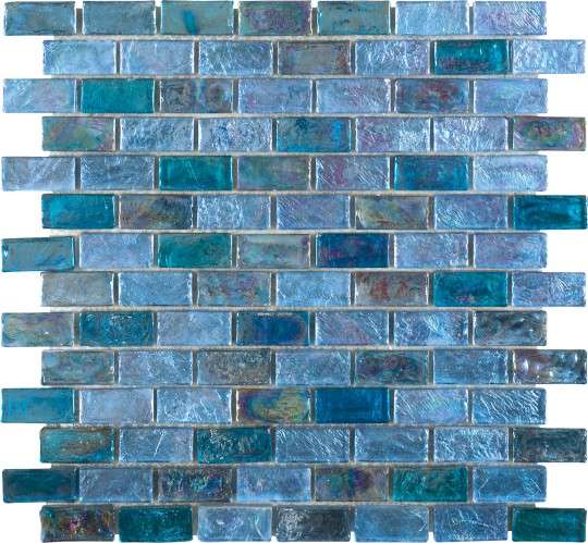 Мозаика Dune Glass Mosaics Secrets 187273, цвет синий, поверхность глянцевая, под кирпич, 305x305