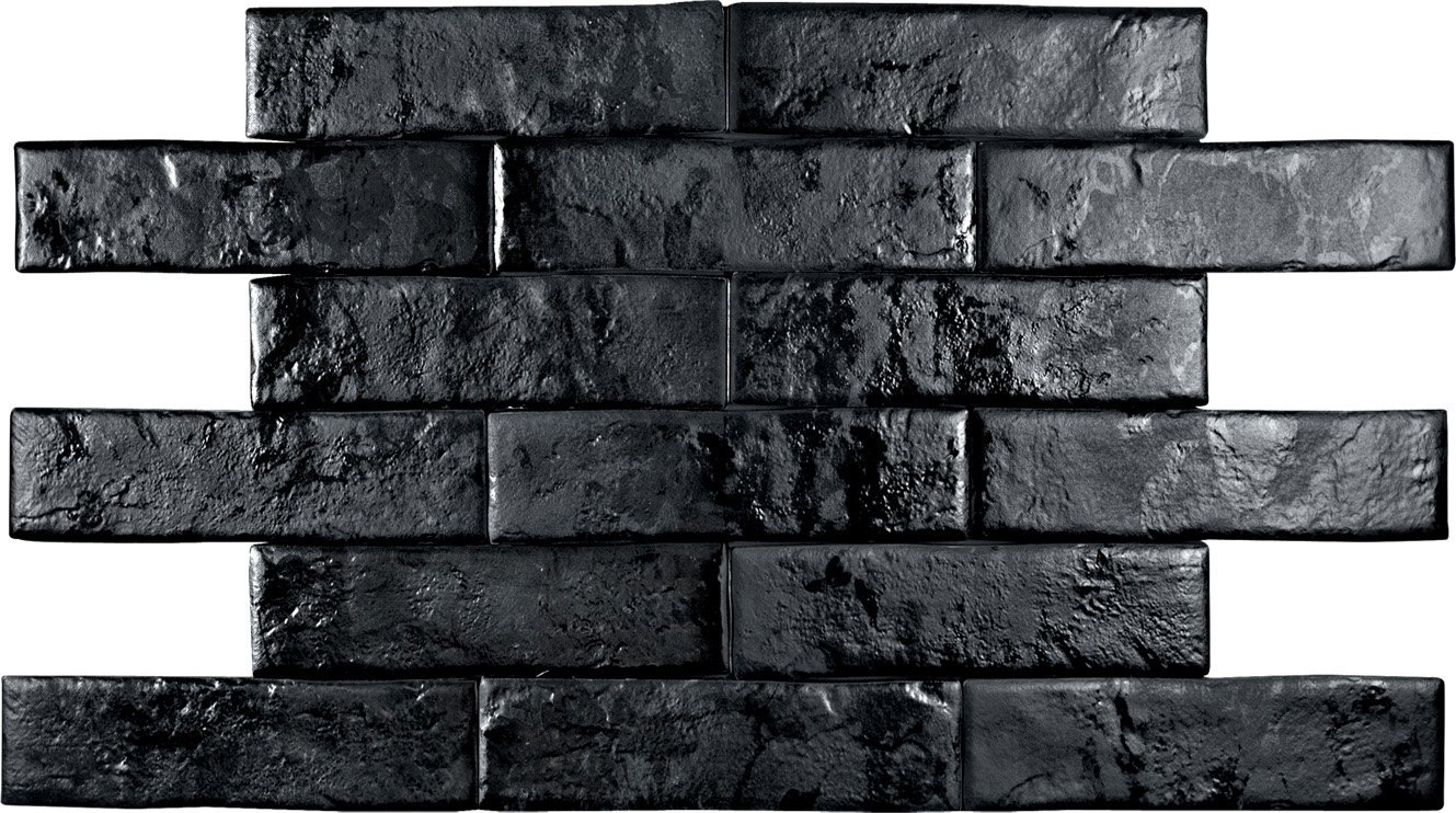 Керамическая плитка Pamesa Brickwall Negro, цвет чёрный, поверхность сатинированная, под кирпич, 70x280