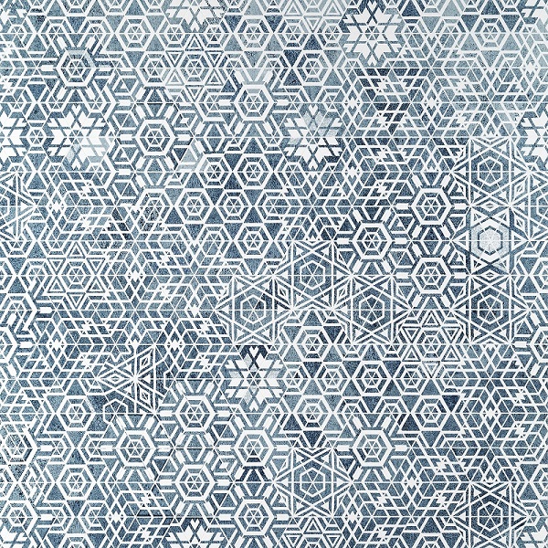 Керамогранит Maciej Zien Boho Gresowa, цвет белый синий, поверхность матовая, квадрат, 598x598