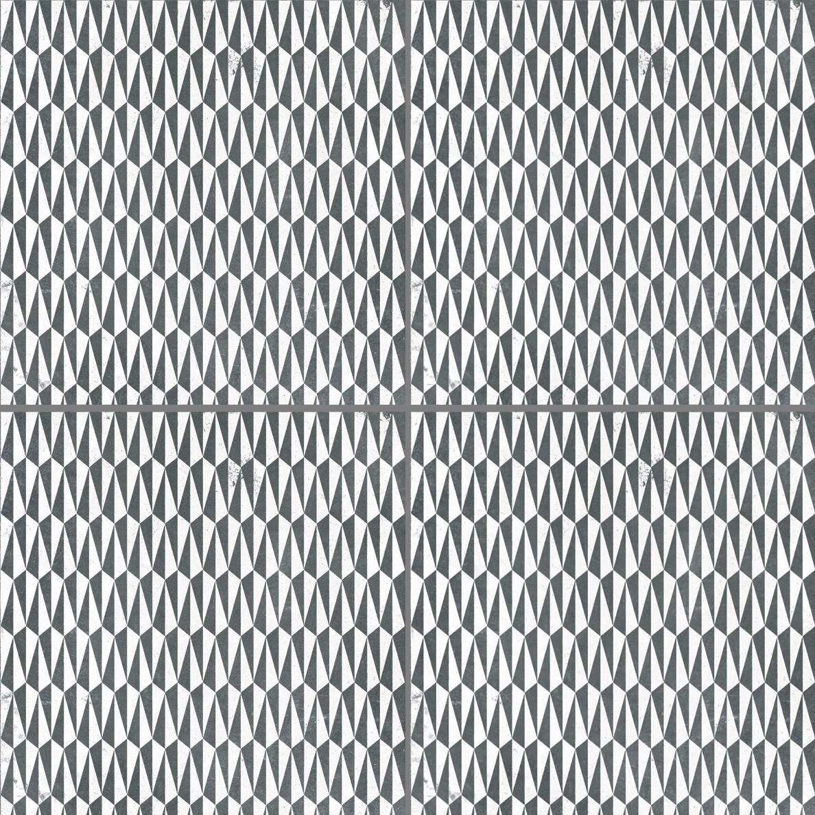 Керамогранит Mutina Azulej Trama Nero PUA44, цвет чёрно-белый, поверхность матовая, квадрат, 200x200
