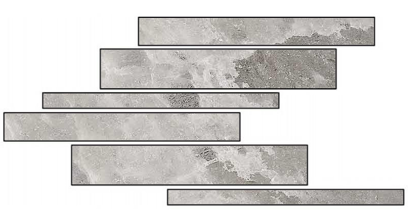 Мозаика Cerim Rock Salt Celtic Grey Listello Sfalsato 766752, цвет серый, поверхность матовая, прямоугольник, 150x600