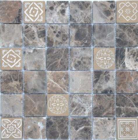 Мозаика Caramelle Mosaic Art Stone Emperador Light Mat, цвет серый, поверхность матовая, квадрат, 300x300
