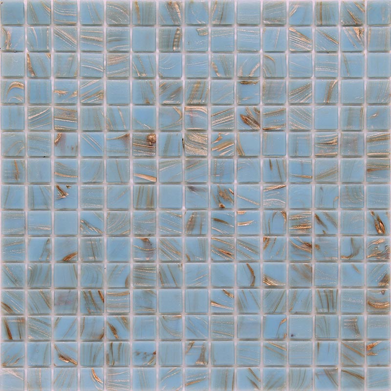 Мозаика Alma Mosaic Stella STE312, цвет голубой золотой, поверхность глянцевая, квадрат, 327x327