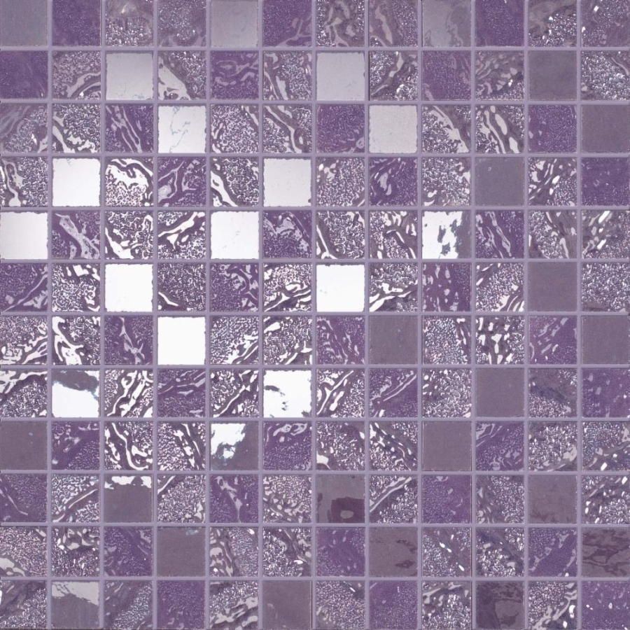 Мозаика Supergres Four Seasons Mosaico Tulip FSTU, цвет фиолетовый, поверхность глянцевая, квадрат, 300x300
