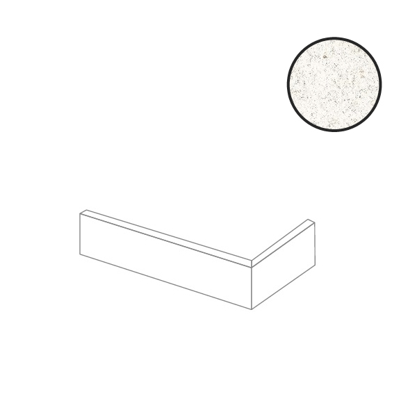 Бордюры Emilceramica (Acif) Kotto Brick Angolare Calce E38Y, цвет белый, поверхность матовая, прямоугольник, 60x250
