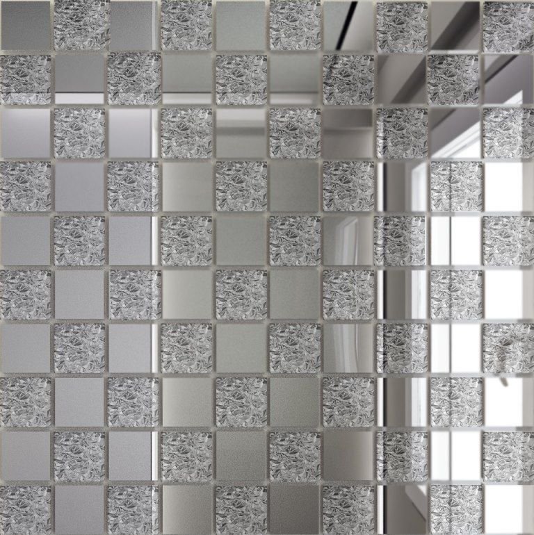 Мозаика ДСТ Мозаика зеркальная Серебро + Хрусталь С50Х50 25х25, цвет серый, поверхность глянцевая, квадрат, 300x300
