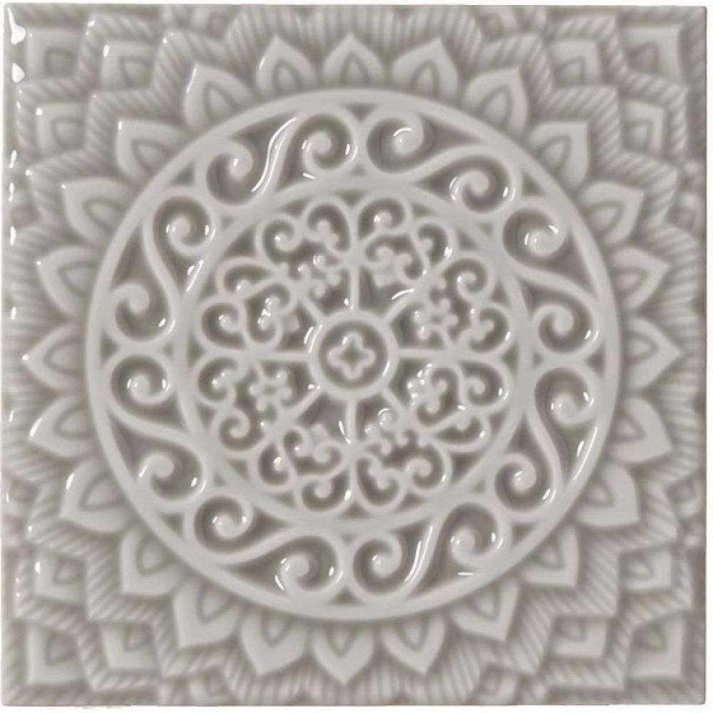 Декоративные элементы Adex ADST4080 Relieve Mandala Universe Graystone, цвет серый, поверхность глянцевая, квадрат, 148x148