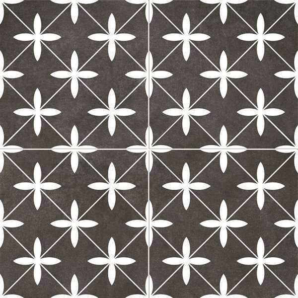 Керамогранит Dual Gres Poole Black (Chic), цвет чёрно-белый, поверхность матовая, квадрат, 450x450