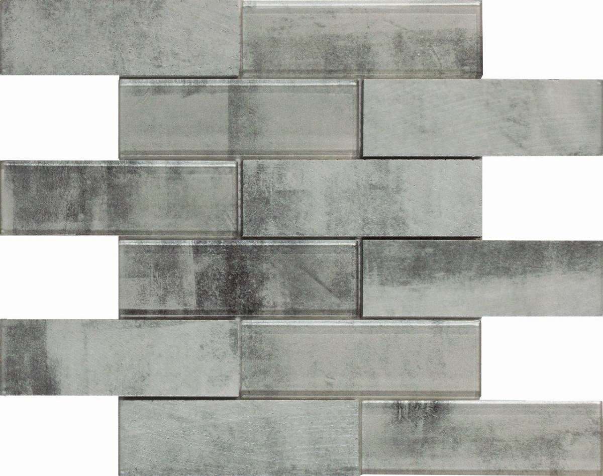 Мозаика Dune Materia Mosaics Sublime Silver 187710, цвет серый, поверхность глянцевая, под кирпич, 298x298
