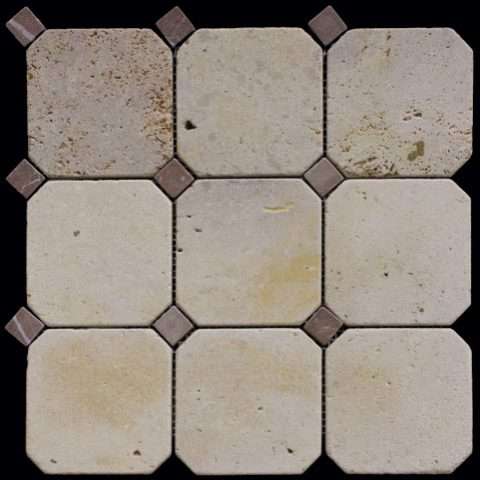 Мозаика Natural Mosaic Octagon (10х10+2x2) M090+M074-BT, цвет бежевый, поверхность матовая, восьмиугольник, 305x305