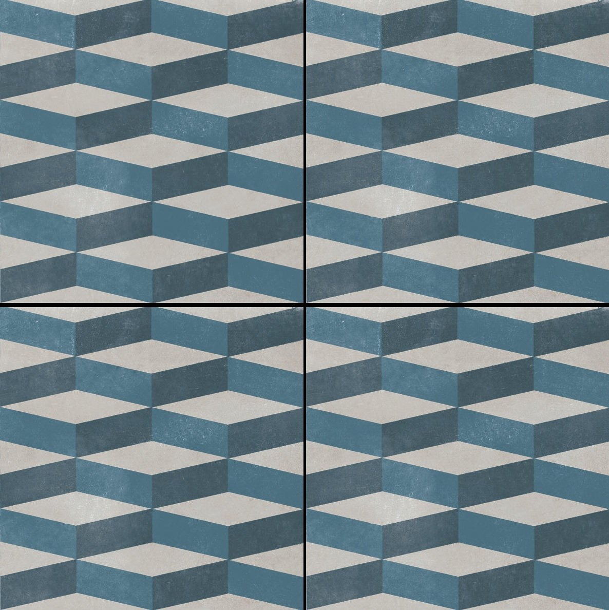 Керамогранит Mutina Azulej Cubo Grigio PUA25, цвет разноцветный, поверхность матовая, квадрат, 200x200