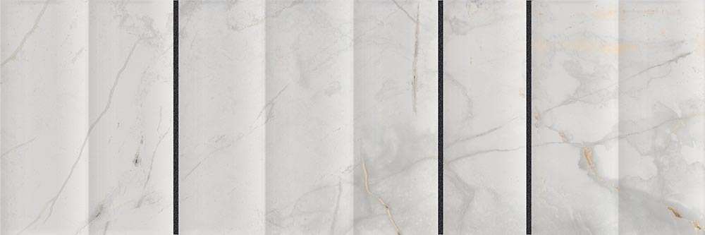 Керамогранит Vives Marblelous Izmir-R Mate Carbon, цвет белый серый, поверхность матовая рельефная, прямоугольник, 320x990