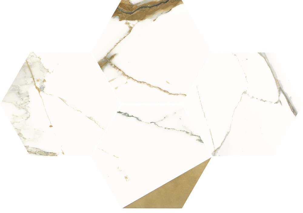 Мозаика Dune Theia Mosaico 188519, цвет белый коричневый, поверхность глянцевая, шестиугольник, 255x295