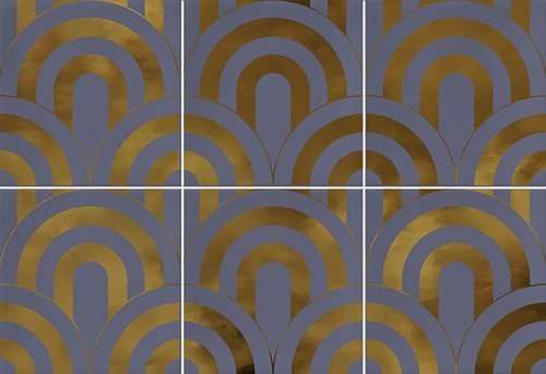 Керамическая плитка Vives Hanami Takada Indigo Oro VIV-HAN-071, цвет синий, поверхность глянцевая, прямоугольник, 230x335