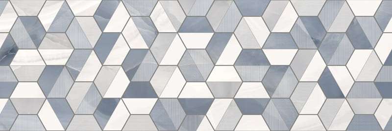Керамическая плитка Ecoceramic Rodas DC.Hex Cold, цвет белый синий, поверхность глянцевая, прямоугольник, 333x1000