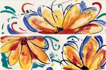 Декоративные элементы Imola Shades Flowers Sun Mix, цвет разноцветный, поверхность глянцевая, прямоугольник, 200x600