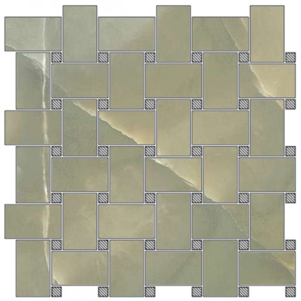 Мозаика FMG Onice Giada Shape Lucidato LU30774, цвет зелёный, поверхность полированная, квадрат, 300x300