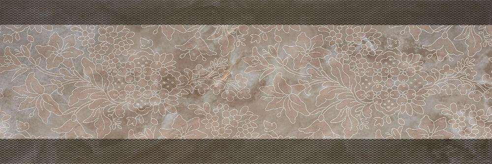 Декоративные элементы Serra Incanto Anthracite Floral Decor, цвет серый, поверхность глянцевая, прямоугольник, 300x900