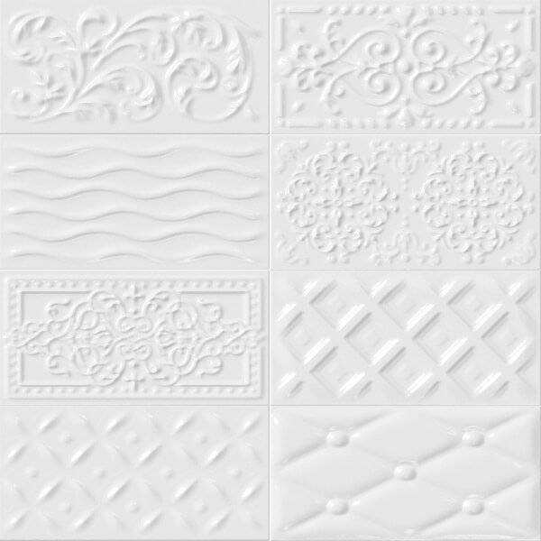 Декоративные элементы Vives Rivoli Raspail Blanco, цвет белый, поверхность глянцевая, прямоугольник, 100x200