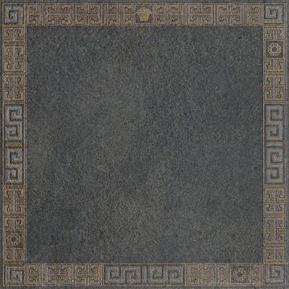 Декоративные элементы Versace Greek Cassettone Antracite Oro 261363, цвет чёрный, поверхность матовая, квадрат, 400x400