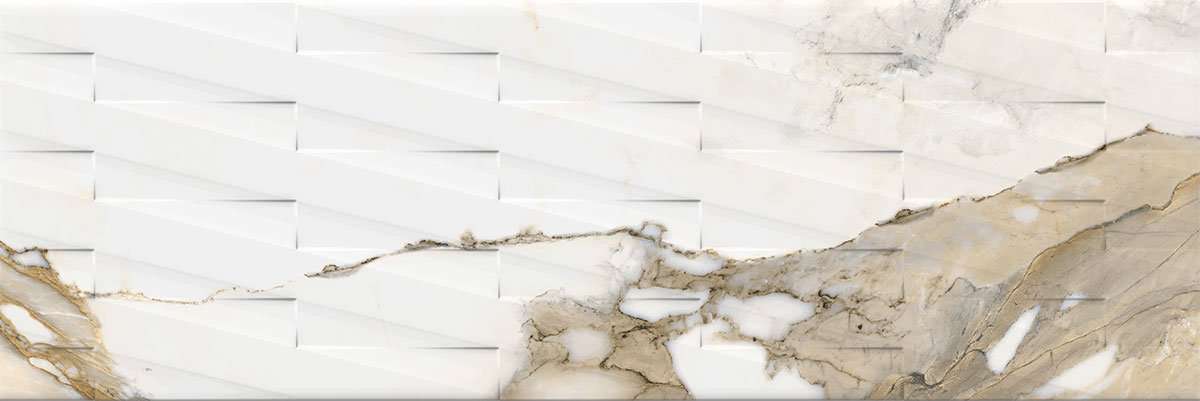 Керамическая плитка Geotiles Valeria Rlv Oro, цвет белый коричневый, поверхность глянцевая, прямоугольник, 333x1000