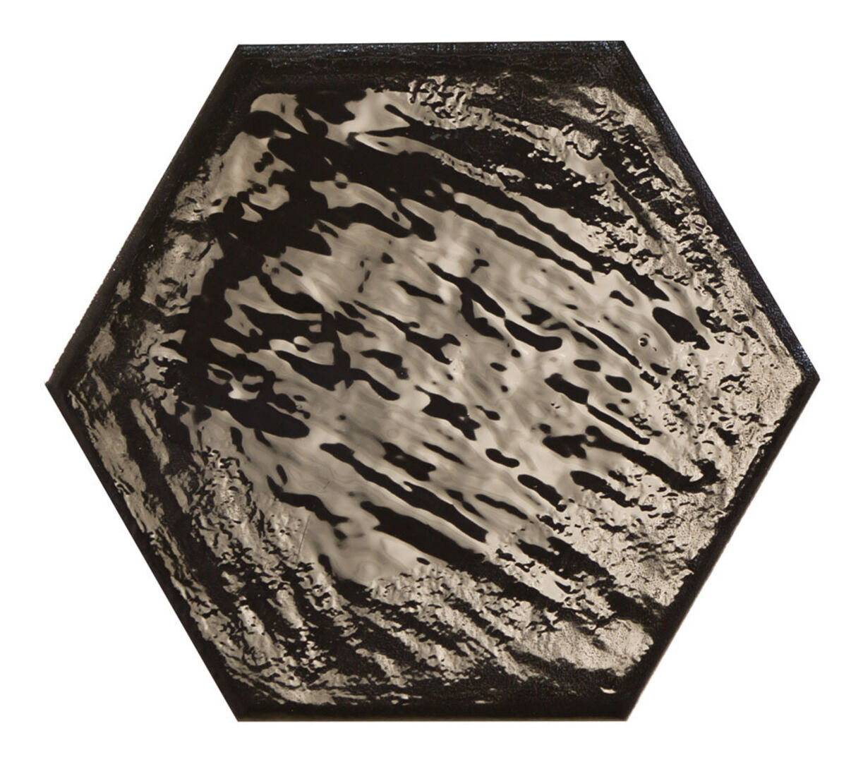 Керамогранит Prissmacer Rain Nero Hex, цвет чёрный, поверхность глянцевая, шестиугольник, 198x228