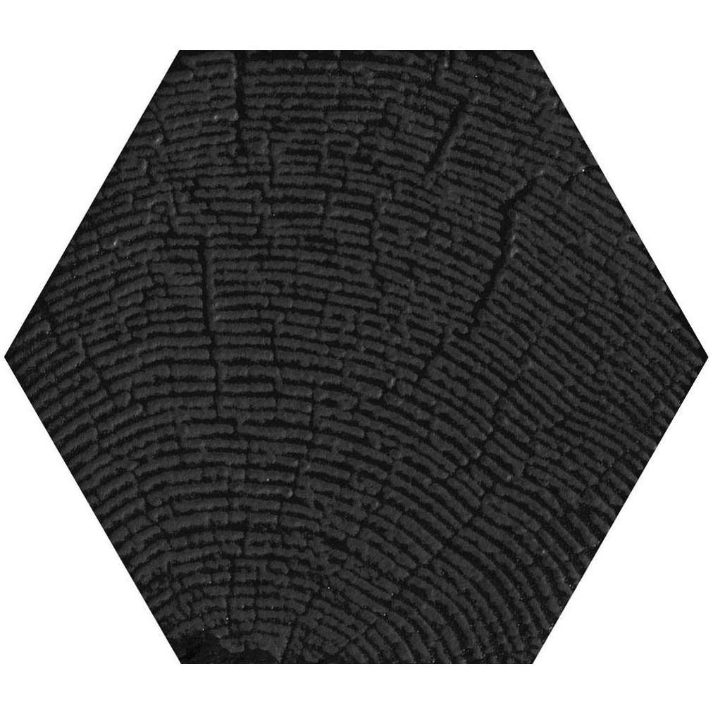 Керамогранит Settecento Matiere Hexa-Stile Arbre Black, цвет чёрный, поверхность матовая, шестиугольник, 126x110