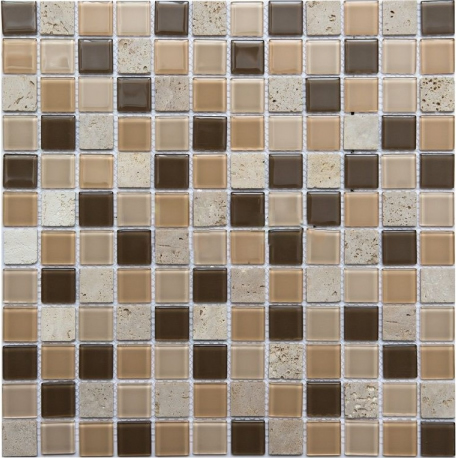 Мозаика NS Mosaic S-852, цвет коричневый, поверхность глянцевая, квадрат, 305x305